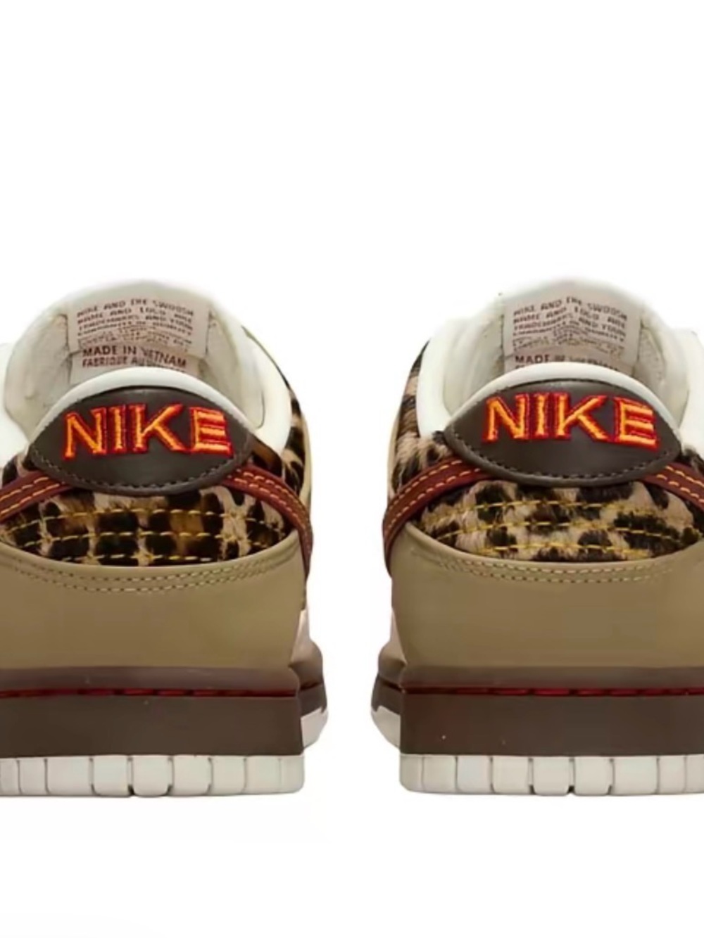 Nike Men's Tan and Leopard-Print Low Top Sneakers with Orange Logo